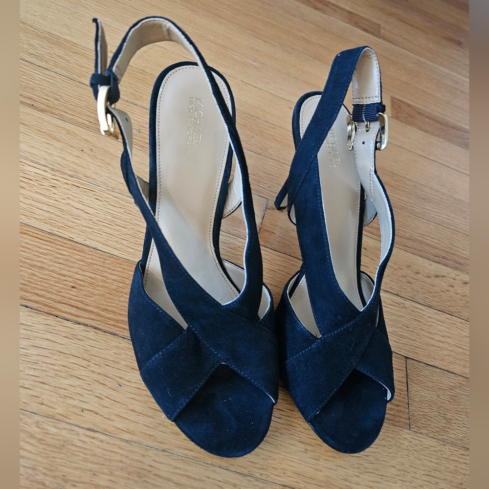 Michael Kors Dress Shoes Size 10 / Pumps/ Open Toe / Dark Blue Suede